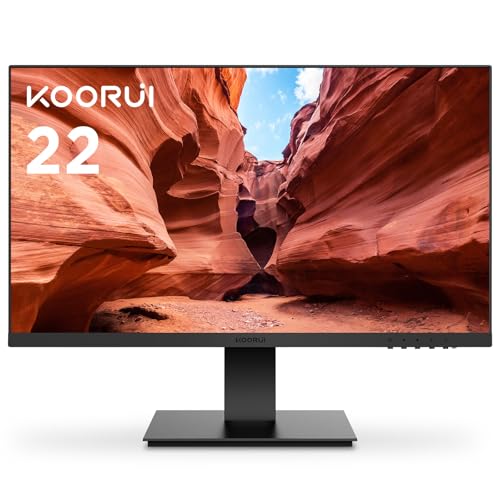 KOORUI 22 Inch Computer Monitor, FHD 1080P Desktop Display, 75HZ Ultra Thin Bezel/Eye Care/Ergonomic Tilt, HDMI VGA Ports LED Monitor for PC, VESA Mounting