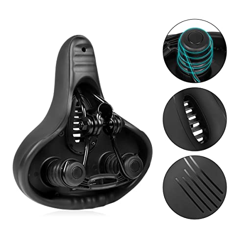 Cycleacc Comfort Bike Seat For Women Men, Oversized Bicycle Saddle With Dual Shock Absorbing Ball, Soft Memory Foam Padded Seat For Stationary/Exercise/Indoor/Mountain/Road Bikes (L) #TOP3
