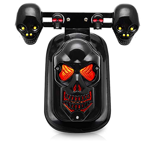 Black Motorcycle Skull Brake Stop Tail Lamp Integrated Turn Signal Light For Harley Honda Kawasaki Suzuki Yamaha Custom