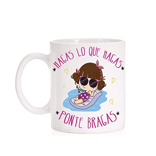 Taza Hagas lo que hagas ponte bragas. Taza divertida para regalo con caja decorativa divertida.