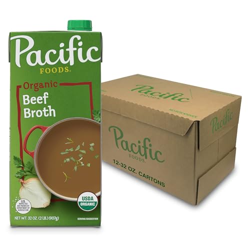 Pacific Foods Organic Beef Broth, 32oz, 12-pack Keto Friendly