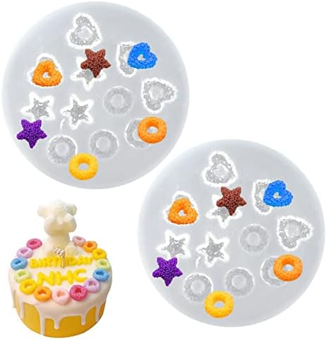 2 Pieces Silicone Candle Mold for Candle Making Cereal Candle Mold Star Heart Wax Rings Charm Candle Molds for Handmade Soap Candle Fondant Craft Making