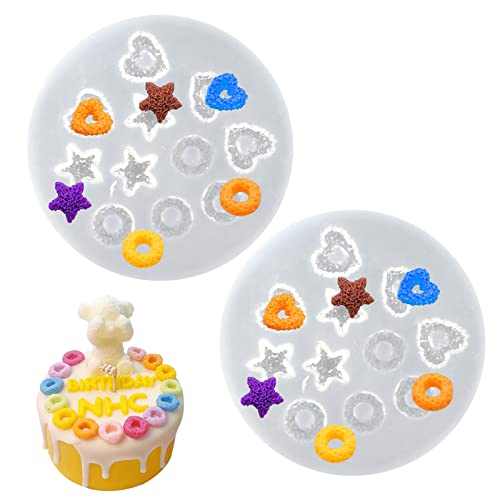 2 Pieces Silicone Candle Mold For Candle Making Cereal Candle Mold Star Heart Wax Rings Charm Candle Molds For Handmade Soap Candle Fondant Craft Making #TOP8