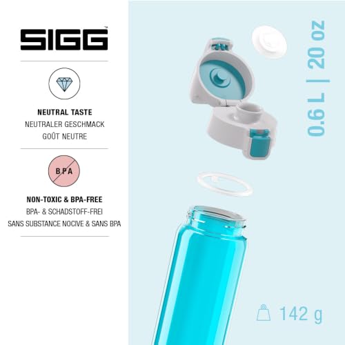 Sigg Total Color Aqua, Sport Trinkflasche, 0.6 L, Tritan, BPA frei, Aqua – Ansicht 3