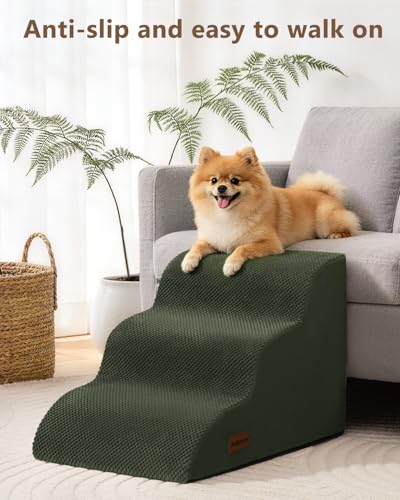 Image of Aodisman Dog Stairs for Small Dogs,3 Step Dog Ramp for Couch,Non-Slip Steps | Pet stairs help small dogs, old cats, and puppies reach couches and chairs easily, durable indoor dog steps,15.4 inch H, Green
