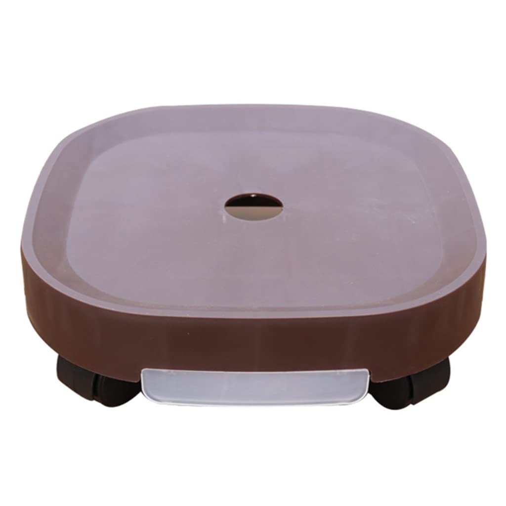 CXVHsertWR rolling plant caddy, Square Plastic Rolling Plant Stand With Hidden Casters(Brown,10.6inch)