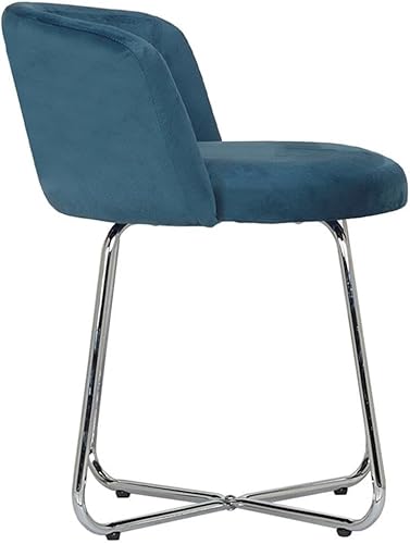 Miniatura 9 de Hillsdale, Marisol Taburete redondo de metal y tapizado con respaldo redondo para sala de maquillaje o baño, color azul Azul,Blanco sucio,Oro