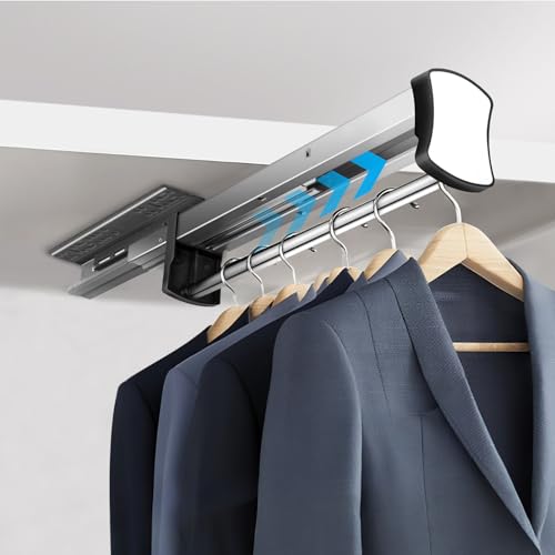 HONZUEN Extensible Tringle Penderie 30cm, Barre de Penderie, Barre Telescopique avec Fermeture Douce, Porte Pantalon Coulissant 12-14 pièces, Tringle Dressing...