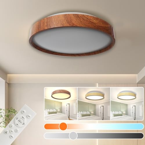 Ledシーリングライト 木目調 6畳 調光調色 電球色-昼白色-昼光色 24W 和風 リモコン付き タイマー 常夜灯モード メモリ機能 引っ掛け式 照明器具 長寿命 省エネ おしゃれ 取付簡単 工事不要 PSE認証済み 1個