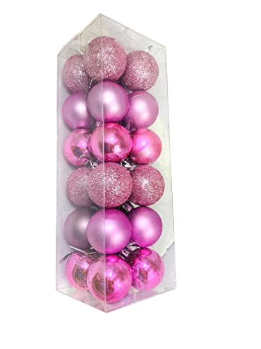Image of 3CM 24 Pink Christmas X-Mass Tree Decoration Balls Hangings Ornaments Tree Balls Merry Ball Bauble Decoration for Home Party (Pink 24)