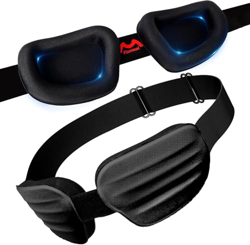 Fismool 3D Sleep Mask for Side Sleeper Women Men, Eye Mask for Dry Eyes with Adjustable Eye Socket , Sleeping Mask with Cpap 100% Light Blocking for Travel
