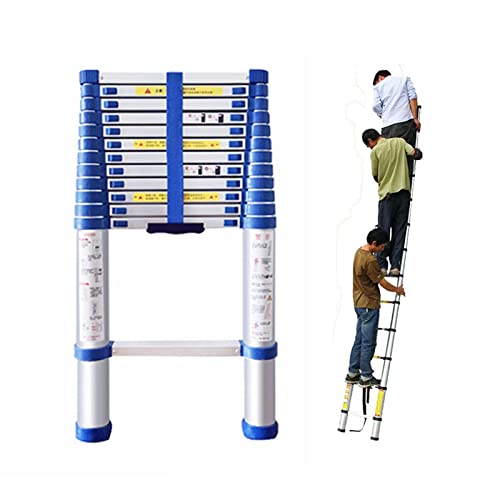 Escalera de extensión telescópica, Escalera telescópica Azul, Escalera Plegable de Aluminio, 4.6-20. Escalera telescópica multipropópica de 3 pies, Escalera de ático Compacto, Escalera de ingeniería