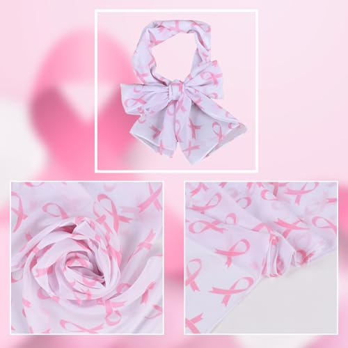 Women's Pink Ribbon Breast Cancer Symbol Scarf,Women's Lightweight Soft Sheer Ribbon Silk Feeling Scarfs,Saint Patricks Day Scarf,Breast Cancer Awareness Scarves3