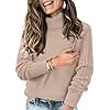 Tanmolo Jersey de Punto Cuello Alto Mujer Manga Larga con Bordado Calado en Las Mangas Tejido Suave Talla Regular para Otoño Invierno Beige, S