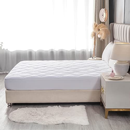 Kingnex Reversible Top Full Size Mattress Pad Pillow Top Mattress Cover Quilted Fitted Topper With Bamboo Terry Or Smooth Brushed Microfiber Surface #TOP3