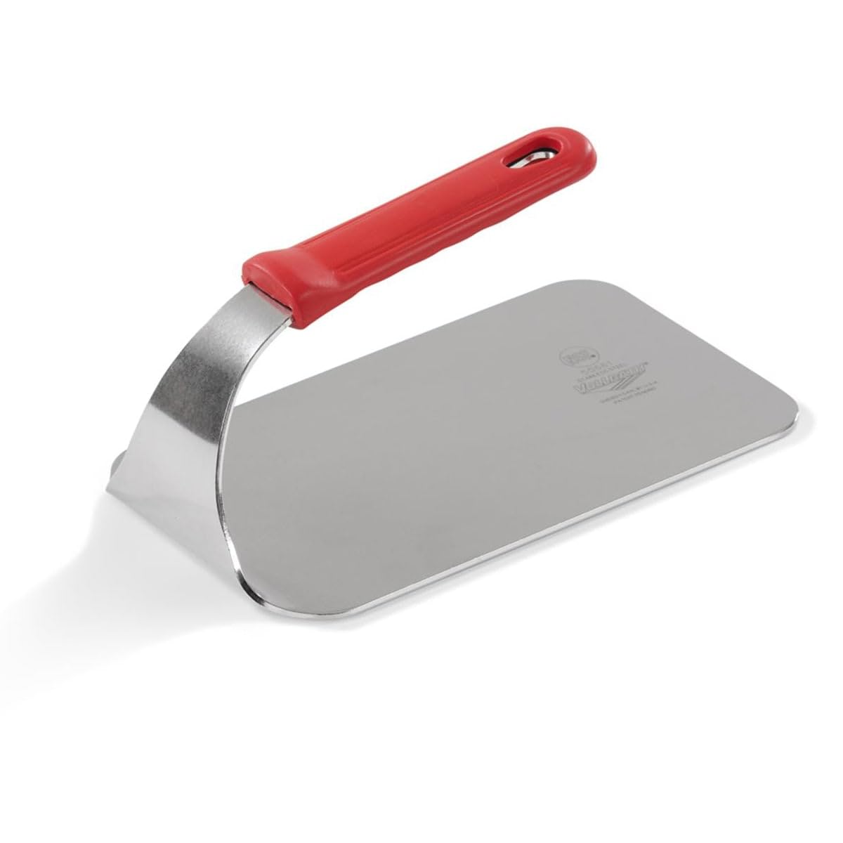 Vollrath 50661 1.6 lb Flat-Bottom Steak Weight Press with Removable Red Silicone Ergonomic Handle for Grill Food Truck Burger Bacon | Heat Resistant up to 450°F, 9"L x 4-3/4"W, Stainless Steel, NSF