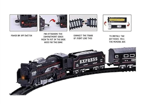 Image of Classic Electric Style Toy Train Set with Track | Century Express Battery Operated Model Train | Kids Railway Play Set & Gift Item (Battery Not Included)