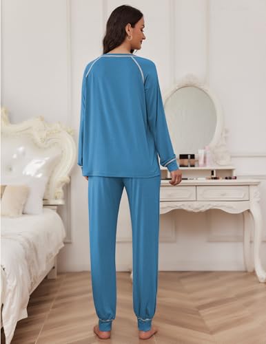 Image of Ekouaer Pajamas Set for Women Soft Comfy Pjs Sets Long Sleeve Sleepwear Loungewear S-XXL