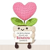 Giftasy Cadeau Nounou   Décoration en Forme de Cœur Tricotée Rose, Idee Cadeau Nounou Fin de Contrat, Fin d'Année, Cadeaux Nourrice Anniversaire Original