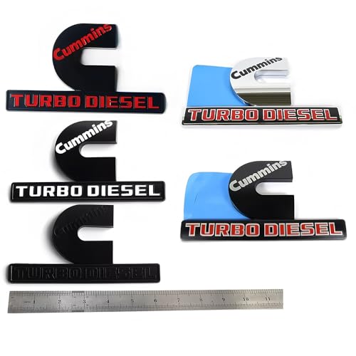 Image of Pair Set Compatible with Cummin Turbo Emblem 3D Fender Badges Nameplate for 2500 3500 (Black Red)