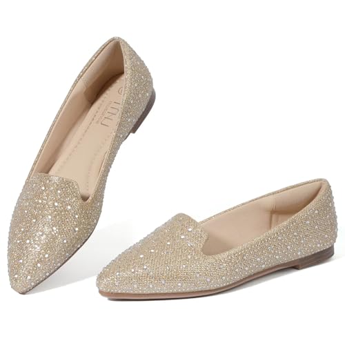 Image of MUSSHOE Flats for Women Pointed Toe-Comfortable Business Casual Work Shoes, Dressy Suede Slip On with Memory Foam for Office, Teacher & Standing All Day