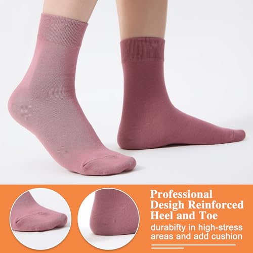 Image of ATBITER Women's Thin Cotton Crew Socks - Soft Above Ankle Bootie Casual Dress Socks 6-Pairs