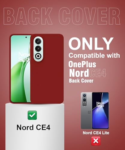 Image of LIRAMARK Liquid Silicone Soft Back Cover Case for OnePlus Nord CE4 5G (Red)