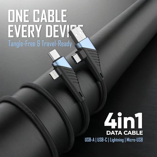 Image of Vismac 4 in 1 65W Fast PD+QC Braided Charging and Sync Cable with USB A,Type C and Lightning Fast Charging Cable Compatible with All Type C Android Smartphone & Lighting Devices (1M).