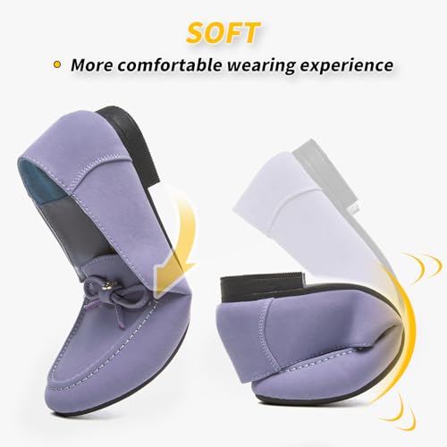 BABUDOG Womens Faux Suede Loafers,Black Flats Shoes for Women,Slip on Ballet Flats Casual Shoes3