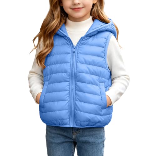 Gouuuia Girls Hooded Puffer Vest Cute Zip Up Sleeveless Coat 4-15 Years - image 2