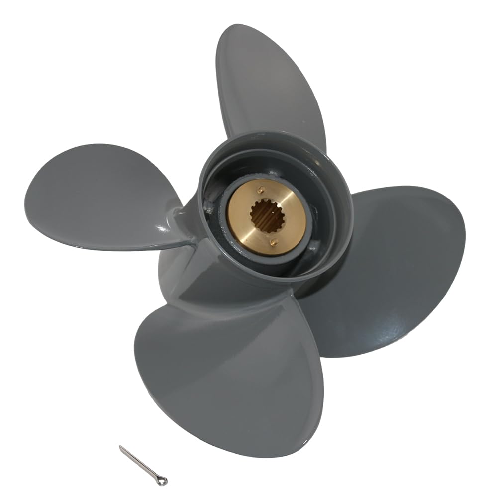 Boatman Außenbord-Propeller mit 4 Flügeln, passend für Honda-Motor 60–140 PS, 15 Spline-Zähne, rechts, Aluminium-Boot-Requisite