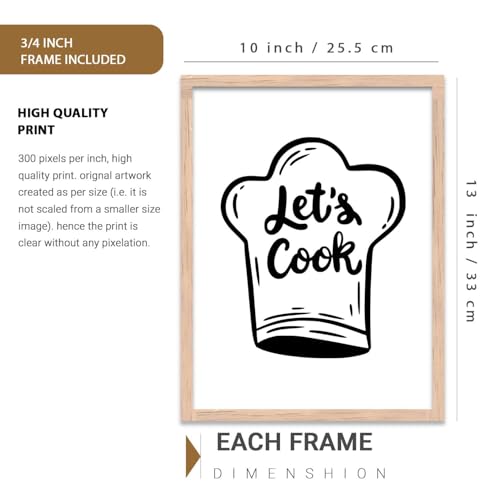 Image of HOTHOUSE Kitchen Wall Artposter With Frame For Living Room Bed Room Hotel Wall Decor Digital Reprint engineered wood Set of 3 (10X13 inch)