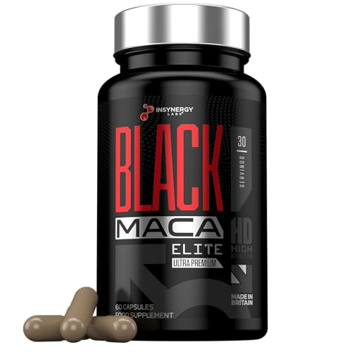 40.000 mg Bio Maca Kapseln, Hochdosierte Schwarzes Maca Wurzel mit Ashwagandha, Schwarzer Maca Komplex für Männer, 60 vegane Kapseln