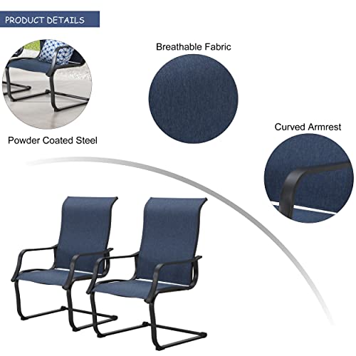 Image of LOKATSE HOME 5 Pieces Patio Outdoor Dining Set Textilene Armchair with Round Table for Lawn Garden Poolside
