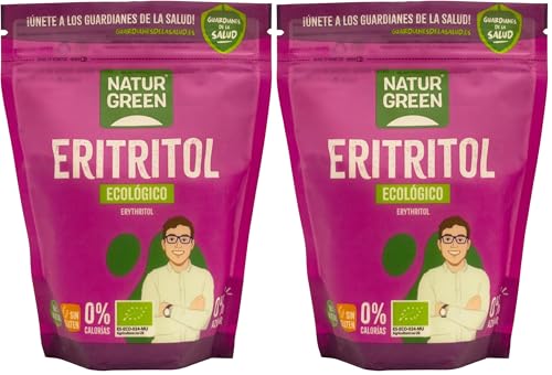 NaturGreen - Eritritol Bio, Edulcorante Natural, Orgánico, Ecológico, Sustutivo del Azúcar, Bajo indice Glucémico, 500 g (Paquete de 2)