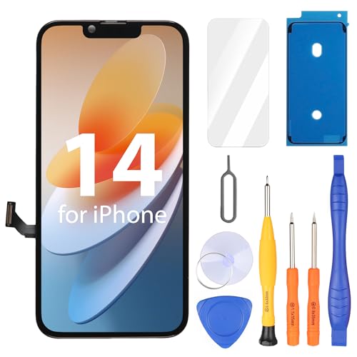 Ayake for iPhone 14 Screen Replacement 6.1 inch FHD LCD Display and Touch Digitizer Screen True Tone Programmable Face ID Remains (for A2649 A2881 A2884 A2883 A2882)