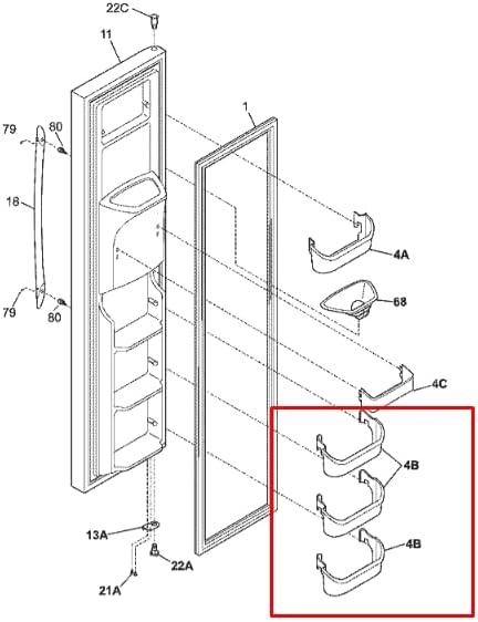 Miniatura 2 de Repuesto de cubo de puerta para Frigidaire FGSS2635TD7 FGSS2635TD8 FGSS2635TD9 FGSS2635TE0 FGSS2635TE4 FGSS2635TE5 FGSS2635TE6 FGSS2635TE7