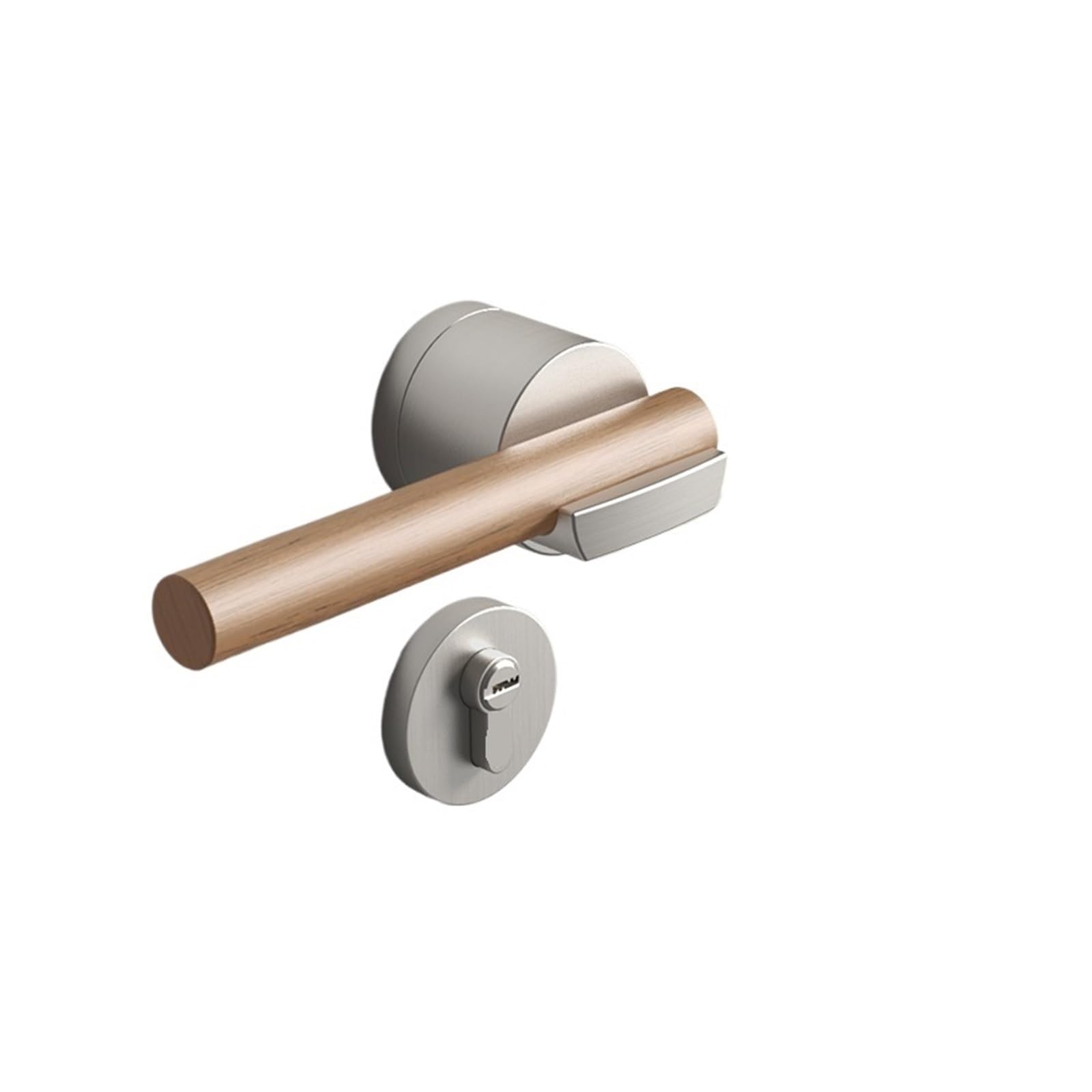 Indoor Door Lock, Cherry Wood Retro Interior Door Lock | Silent and Stylish for 35-50mm Thickness(Nickel Brushed,with Key)