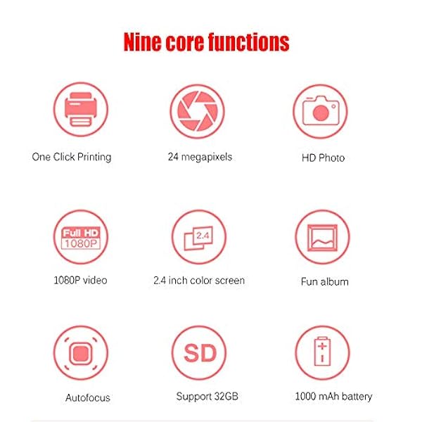 Macchina fotografica istantanea per Bambini, 1080P 2,4 Pollici Schermo A Colori Digital Video Camera Con 3 Rotolo Di Carta Film (green)