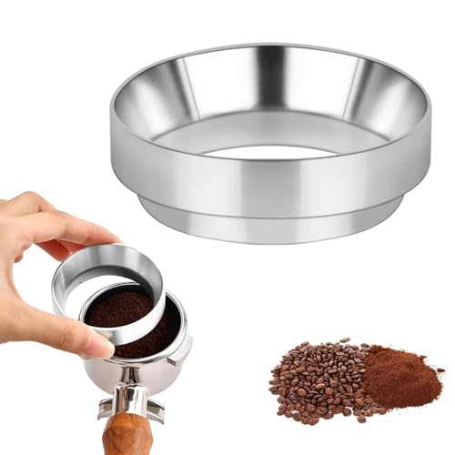 Anillo Dosificador De Café De 51mm,Magnético Embudo Dosificador De Espresso Accesorios De Portafiltros Embudo Para Llenado De Cafetera Para Taza De Extracción Exacta De Polvo De Café Plateado