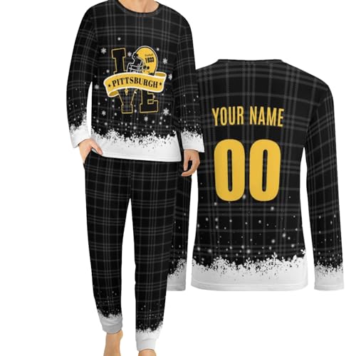 Custom Pajamas Set Long Sleeve Sleepwear Add Name Number Nightwear Pjs for Men Women Personalzied Fan Gift S-6XL