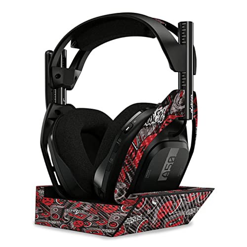 Image of MightySkins Carbon Fiber Skin Compatible with Astro A50 Wireless Headphones + Base Station (Gen 4) - Red Hip Hop | Protective, Durable Textured Carbon Fiber Finish | Easy to Apply | Made in The USA