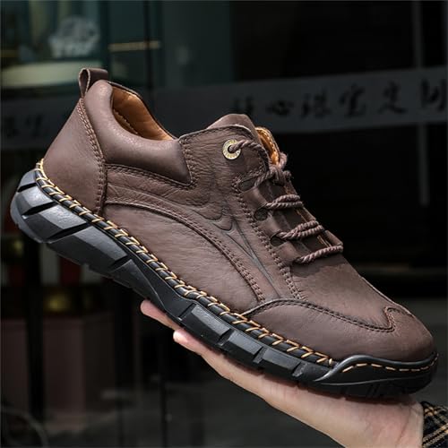 Men's Handmade Genuine Leather Lace Up Casual Ankle Chukka Boots Fashion Lightweight Mid-top Loafers for Walking Driving Hiking3