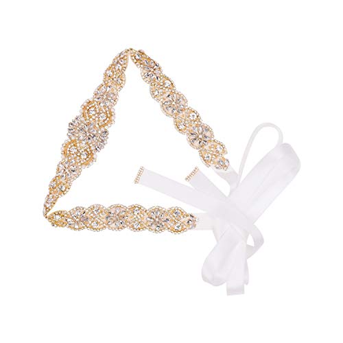 Women's Clear Crystal Rhinestone Sash Wedding Belt for Bridal Gowns