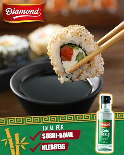 DIAMOND Reisessig 5% Säure, Essig zum Würzen und Verfeinern von Sushi Reis, Vegan - 1 x 150 ml