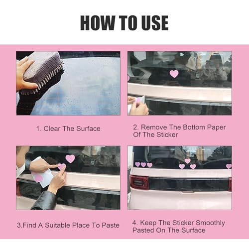 Image of 10 PCS Car PVC Heart Sticker, Reflective Crystal Color Grid Design Tailgate Body Scratch Decorative Car Sticker, Self-Adhesive Accessory, Suitable for Most Cars (Pink)