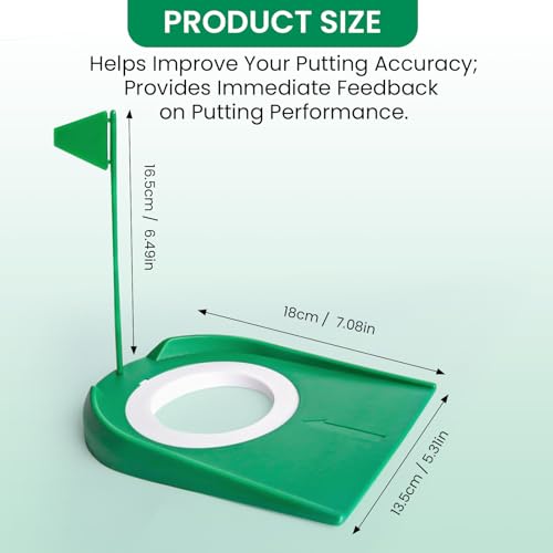 Image of Golf Putting Cup and Flag Putt Training Hole All-Direction Surface Regulation Practice Cups for Men Women Kids Indoor Outdoor Home Office Backyard Golfing