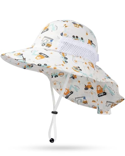 Image of Toddler Baby Sun Hat Kids Summer Beach Essentials Adjustable Beach Hats with Bucket Wide Brim for Boys Girls Age 0-14 Years