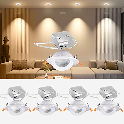 Lightdot 4 Pack-4 Inch Led Recessed Lighs Cri90 3000K/4000K/5000K Selectable Led Can Lights, Dimmable White Can-Killer Downlight, 9W 1000Lm (100W Eqv.) Canless Led Recessed Light With Acrylic Lens #TOP21