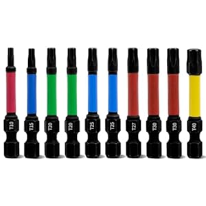 meccion jeu de embouts tournevis torx professionnels 10pcs longueur 50mm embouts visseuse magnétique à choc t10 t40 avec 1/4" hexagonale tige